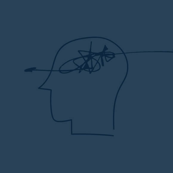 Graphic of navy blue squiggle brain