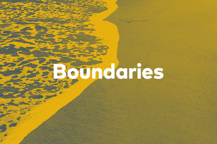 Feature image of a wave creeping up on a shoreline with the word "Boundaries" overlaid