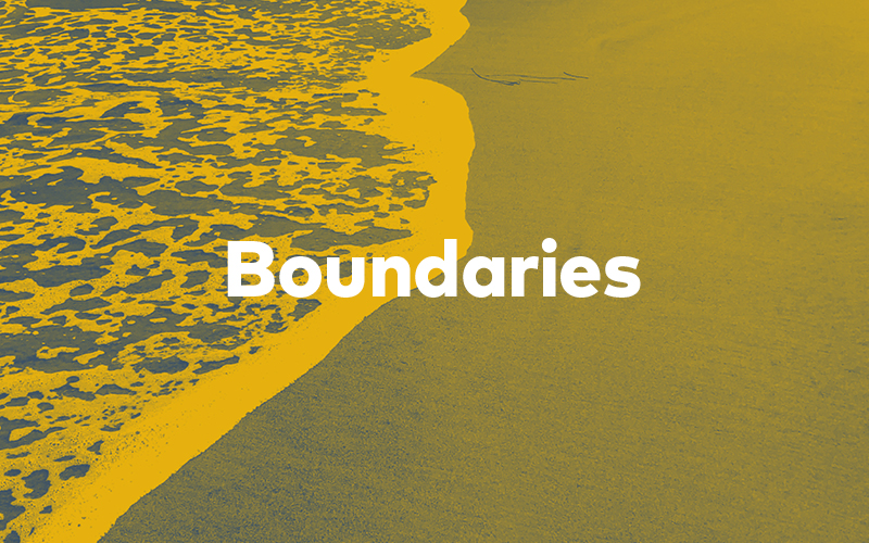 Feature image for the Normalization of Deviance article showing a wave creeping up on a shoreline with the word "Boundaries" overlaid