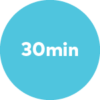 Blue circle with text reading “30min” in the center.