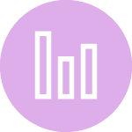 Pink icon featuring a 3-bar bar graph