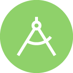 Green icon featuring a drafting compass