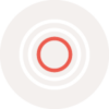 Tan circle with three circle rings inside: white, white, red.