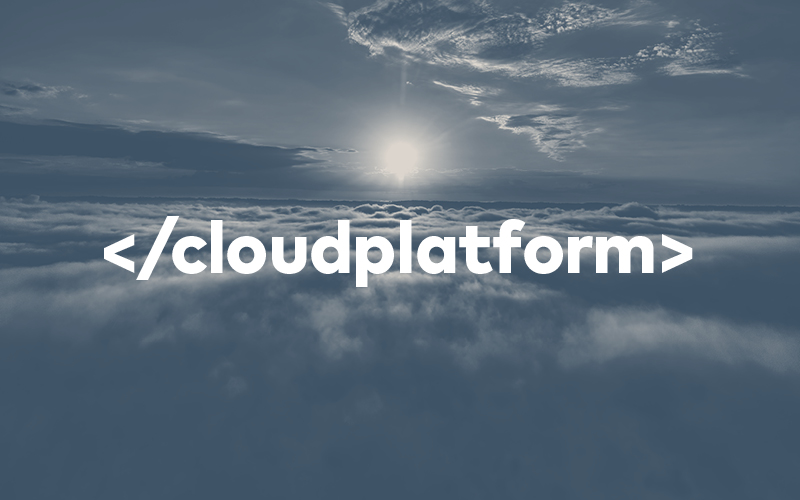 Image of a sunset with overlaid HTML code referencing the end of a cloud platform